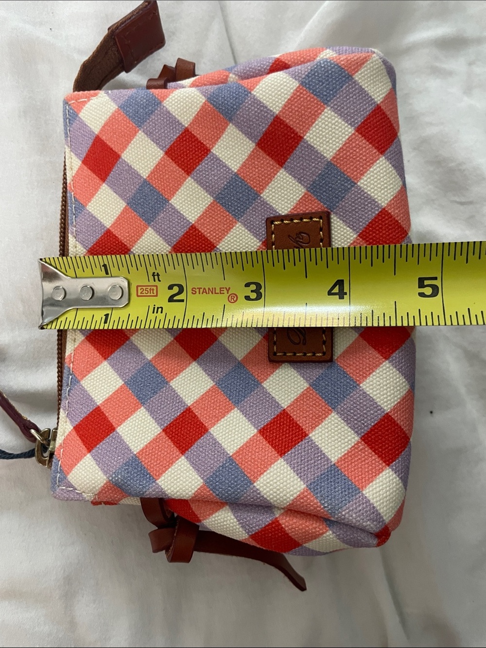 NWT Dooney & Bourke Red, Cream, and Lavender Gingham Mini Pouch - Picture 10 of 10